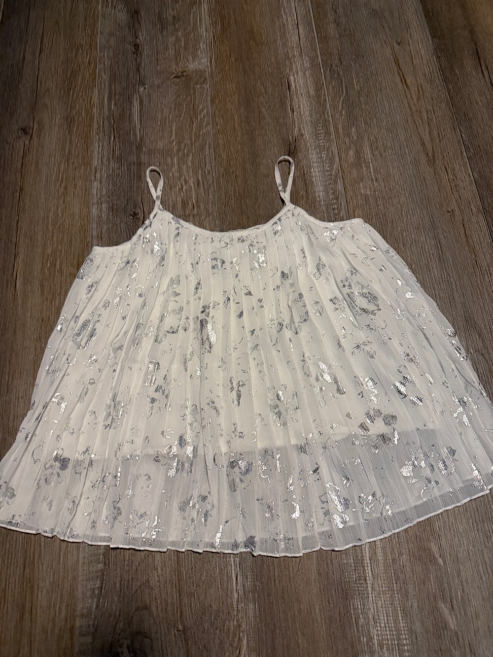abercrombie kids White Tank with Silver Metallic Detail